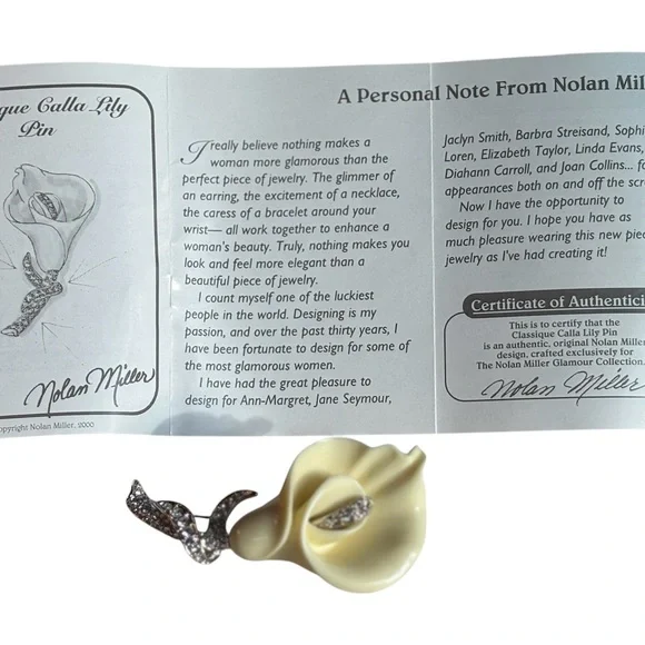 Nolan Miller Calla Lily Brooch/Pin Diamond Silver - Picture 6 of 10